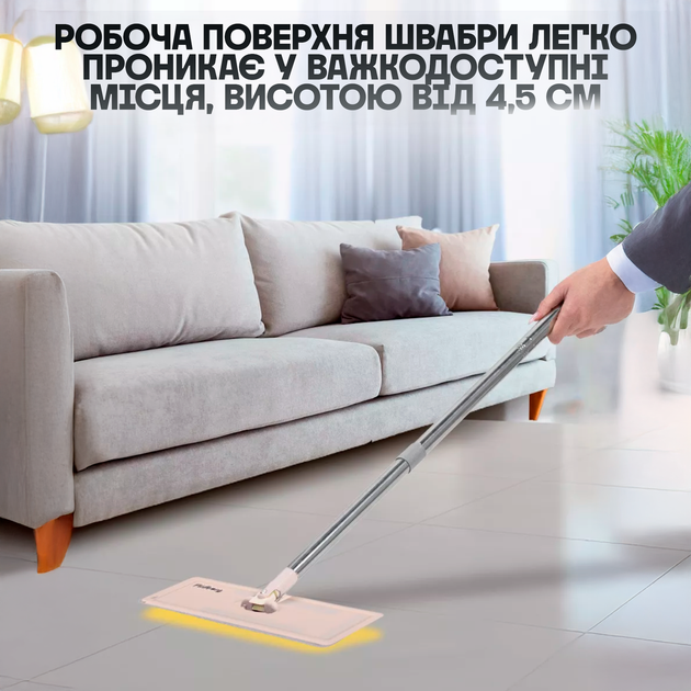 Швабра лентяйка с ведром самоотжимом и полосканием ведро на 7 литров + 2 насадки микрофибры для мытья пола - изображение 5
