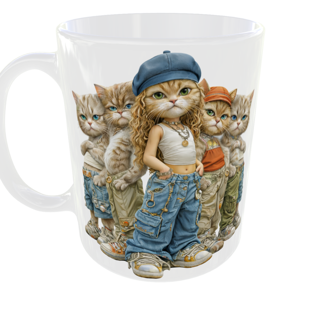 Кружка 330 мл «Cat Art Street» | Стильні коти | Подарунок дівчині, подрузі, любительці котів - зображення 2
