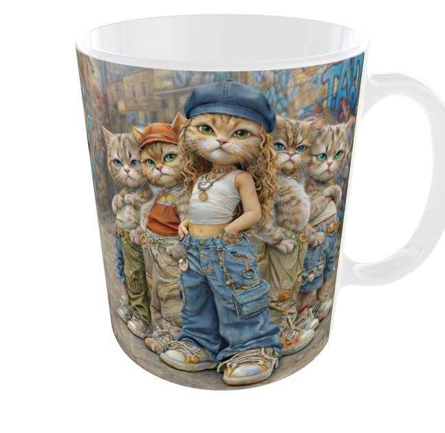 Кружка 330 мл «Cat Art – Street Edition» | Стильні коти | Подарунок дівчині, подрузі, любительці котів - Фото 4 Кружка 330 мл «Cat Art – Street Edition» | Стильні коти | Подарунок дівчині, подрузі, любительці котів - зображення 4