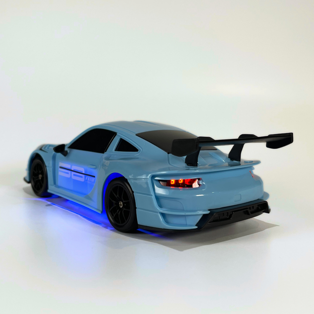 Дрифт машинка на радиоуправлении Porsche 911 GT3 RS Светятся фары 4WD Полный привод На пульте управления Радиоуправляемая Синяя - Фото 4 Дрифт машинка на радиоуправлении Porsche 911 GT3 RS Светятся фары 4WD Полный привод На пульте управления Радиоуправляемая Синяя - изображение 4