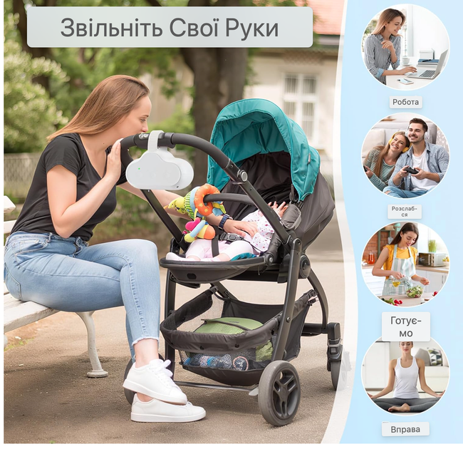 Гойдалка-заколисувач для коляски для заколисування немовлят на коляску манеж краватку з таймером портативний акумуляторний - зображення 3