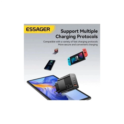 Зарядний пристрій 1xUSB-C + 1xUSB 33W Essager (ECTAC-PCB01-P) Essager ECTAC-PCB01-P 972571 - Фото 5 Зарядний пристрій 1xUSB-C + 1xUSB 33W Essager (ECTAC-PCB01-P) Essager ECTAC-PCB01-P 972571 - зображення 5