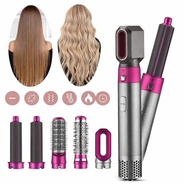 Стайлер 5в1 HAIR BRUSH Styler + кейс з функціями надання об'єму, випрямлення Фіолетовий - Фото 8 Стайлер 5в1 HAIR BRUSH Styler + кейс з функціями надання об'єму, випрямлення Фіолетовий - зображення 8