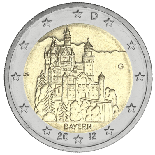 Монета 2 євро Баварія, Замок Нойшванштайн. UNC - Фото 1 Монета 2 євро Баварія, Замок Нойшванштайн. UNC - изображение 1
