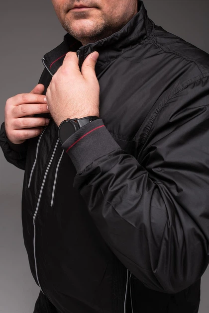 Куртка вітрівка чоловіча без капюшона 3XL чорна (3056179) - изображение 7