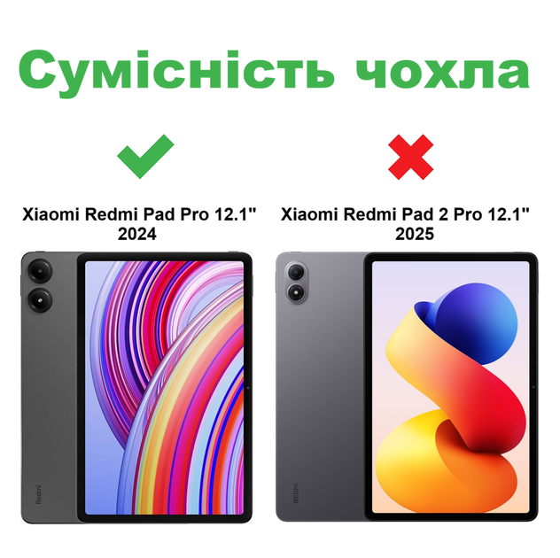Чохол Leather Flip Cover з підставкою та автосном для Xiaomi Redmi Pad Pro 12.1" 2024 (1-Gen) / Poco Pad 12.1" 2024 (Чорний) - зображення 2