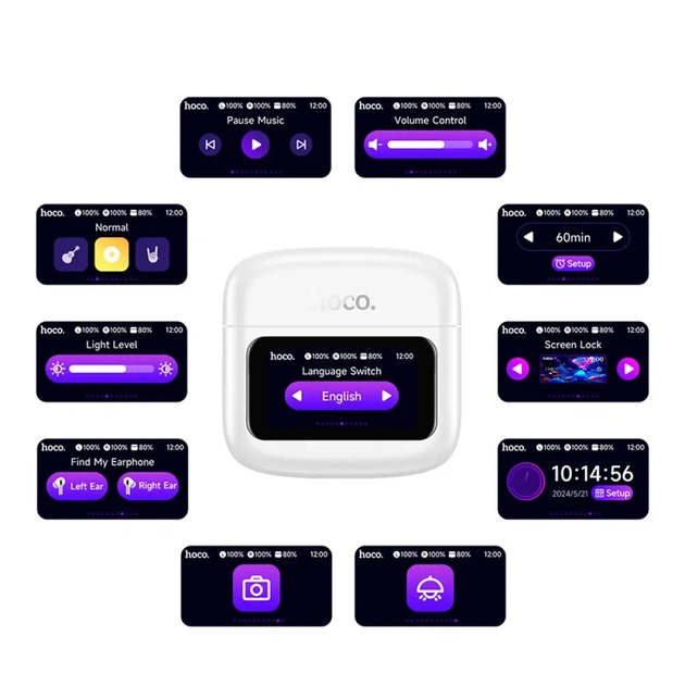 Бездротові Bluetooth навушники HOCO EQ14 Cool color true бездротовий BT headset with touch screen White - Фото 3 Бездротові Bluetooth навушники HOCO EQ14 Cool color true бездротовий BT headset with touch screen White - зображення 3