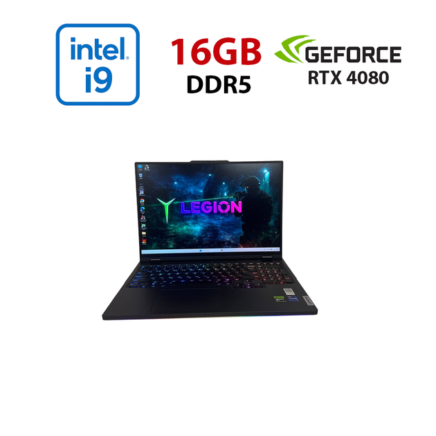Ігровий ноутбук Lenovo Legion Pro 7 16IRX8H / 16" (2560x1600) IPS / Intel Core i9-13900HX (24 (32) ядра по 3,9 - 5,4 ГГц) / 16 ГБ DDR5 / 1000 ГБ SSD M.2 / nVidia GeForce RTX 4080, 12 ГБ GDDR6, 192-біт / Веб-камера б/в - Фото 1 Ігровий ноутбук Lenovo Legion Pro 7 16IRX8H / 16" (2560x1600) IPS / Intel Core i9-13900HX (24 (32) ядра по 3,9 - 5,4 ГГц) / 16 ГБ DDR5 / 1000 ГБ SSD M.2 / nVidia GeForce RTX 4080, 12 ГБ GDDR6, 192-біт / Веб-камера б/в - зображення 1