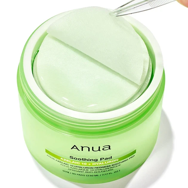 Успокаивающие тонер-пэды с азелаиновой кислотой Anua Azelaic 10 Hyaluron Redness Soothing Pad 90 шт - изображение 2
