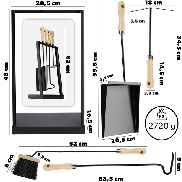 Zestaw kominkowy Kadax Stea 5w1 Czarny (5903699494592) - obraz 11