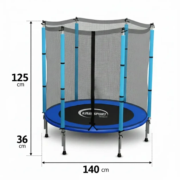 Батут King Sport 140 см c внешней сеткой (без лестницы), синий - Фото 2 Батут King Sport 140 см c внешней сеткой (без лестницы), синий - изображение 2