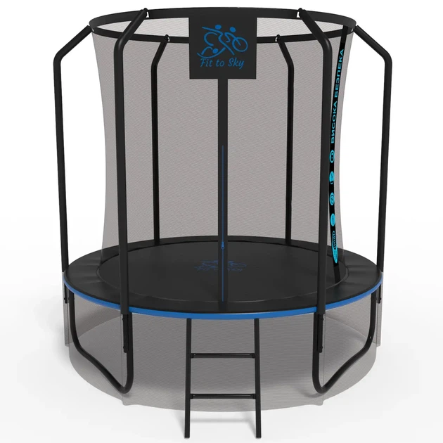 Батут FitToSky 252 см Black Premium внутренняя сетка и лестница - Фото 1 Батут FitToSky 252 см Black Premium внутренняя сетка и лестница - изображение 1