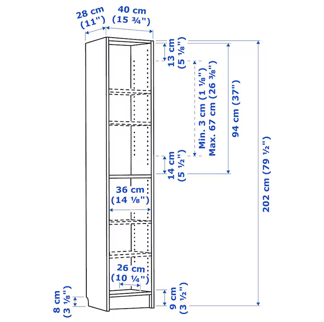 Книжкова шафа BILLY IKEA 604.773.82 дуб - Фото 5 Книжкова шафа BILLY IKEA 604.773.82 дуб - зображення 5