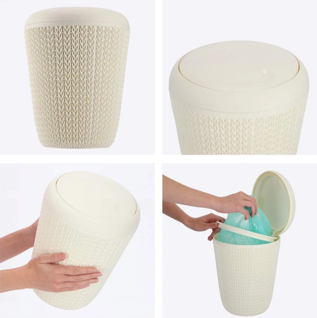 Kosz na śmieci Curver Knit 7 l Kremowy 235057 (3253920777003) - obraz 4