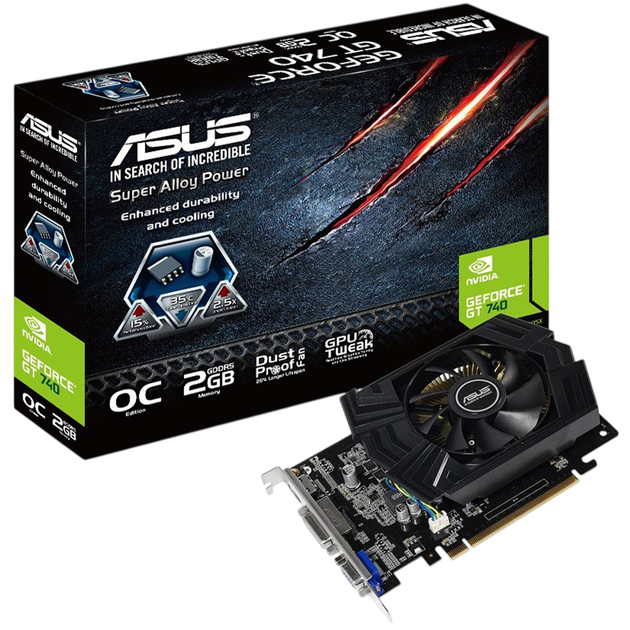 Відеокарта GeForce GT 740 2GB Asus OC (GT740-OC-2GD5) Б/В - Фото 1 Відеокарта GeForce GT 740 2GB Asus OC (GT740-OC-2GD5) Б/В - зображення 1