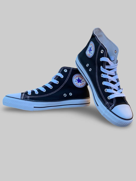 Кеды для девочек высокие с вышивкой Converse черные 38 - изображение 3