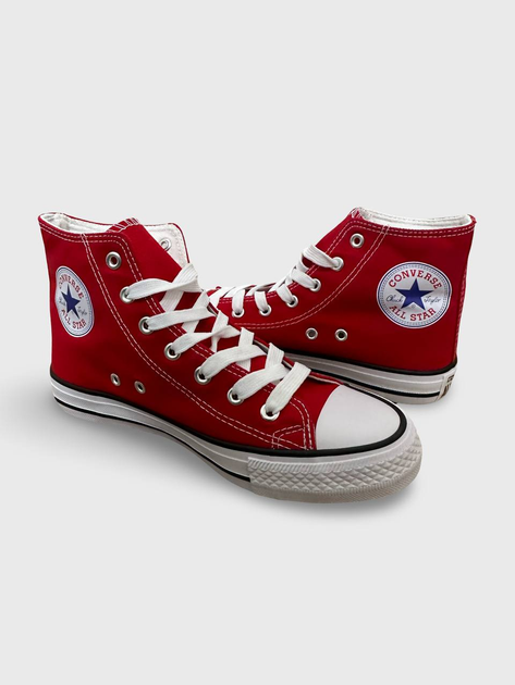 Женские кеды высокие с вышивкой Converse красные 37 - изображение 3