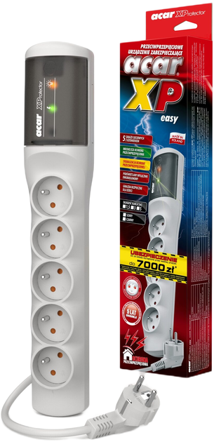 Мережевий фільтр acar XP easy 5 розеток 5 м Black (5904743094614) - зображення 2