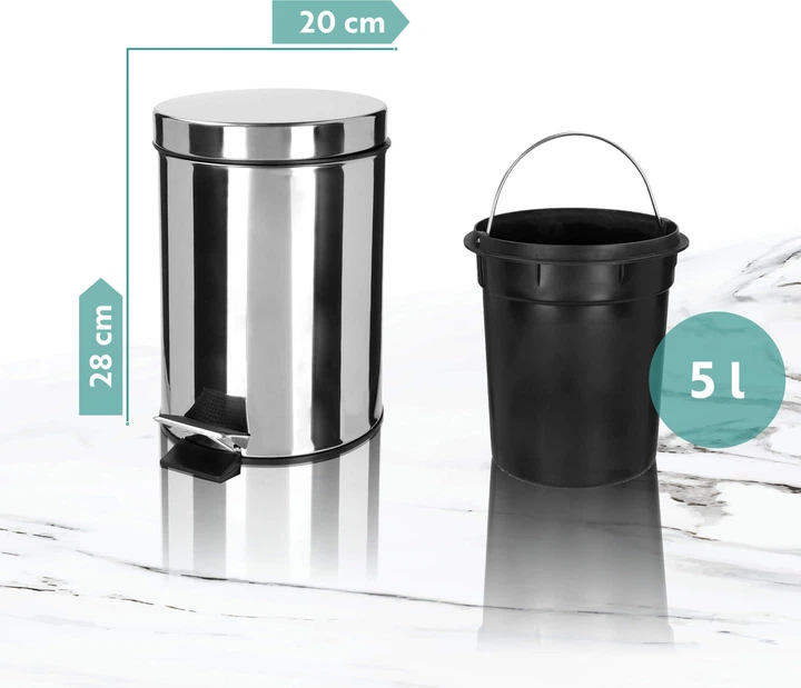 Kosz na śmieci Kadax stalowy otwierany na pedał 5 L 93104 (5902730380177) - obraz 11