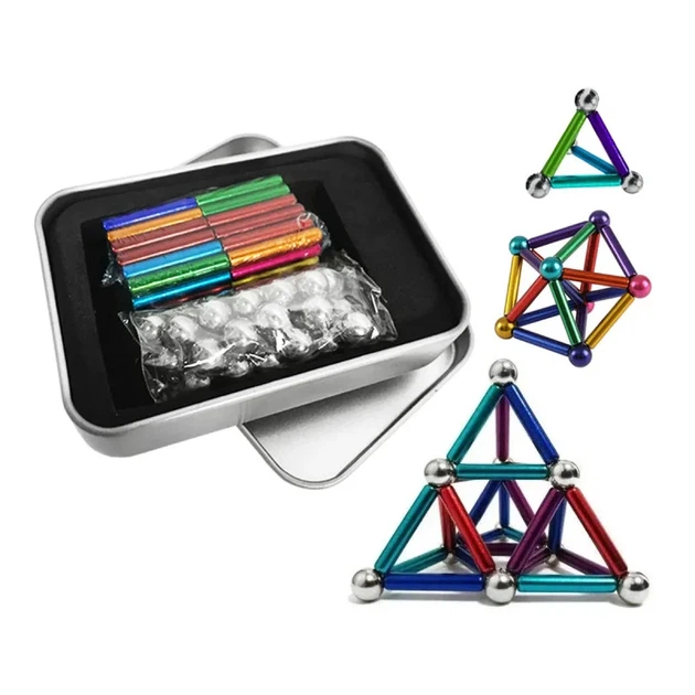 Магнитный конструктор антистресс Magnastix Neo MIX COLOR 36 магнитных палочек и 28 стальных шариков для детей и взрослых - Фото 1 Магнитный конструктор антистресс Magnastix Neo MIX COLOR 36 магнитных палочек и 28 стальных шариков для детей и взрослых - изображение 1
