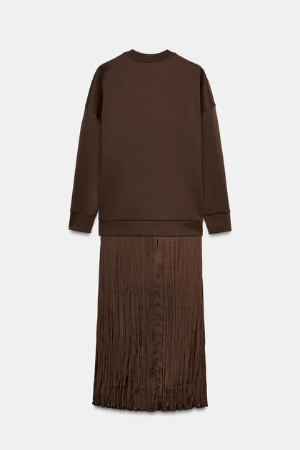 Комбинированное атласное платье миди Zara 3897/190 S - изображение 6