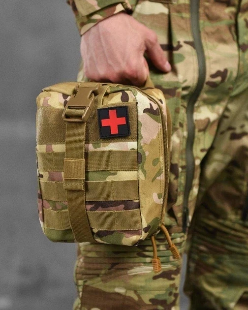 Подсумок аптечка молли на липучке MOLLE A87 мультикам - изображение 8
