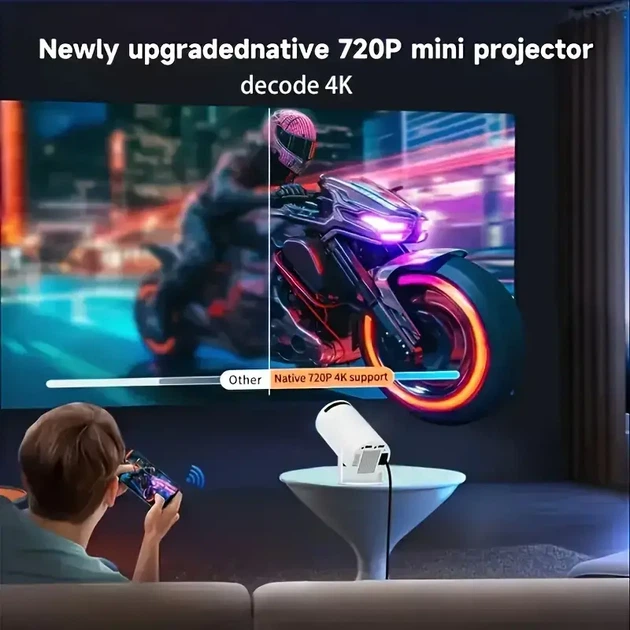 Смарт-проєктор Android 11, Wi-Fi, 720p HD з підтримкою 4K UHD — домашній кінотеатр - Фото 7 Смарт-проєктор Android 11, Wi-Fi, 720p HD з підтримкою 4K UHD — домашній кінотеатр - зображення 7
