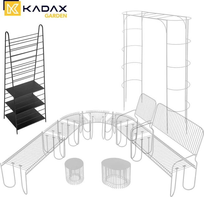 Drabinka ogrodowa na kwiaty Kadax Ruste 60 x 172 cm Czarna K8921 (5903699482711) - obraz 7