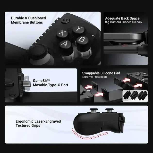 Мобильный геймпад GameSir X5 Lite (Hall Effect стики, Turbo, 135 г, сквенная зарядка, совместимость iOS/Android) - изображение 6