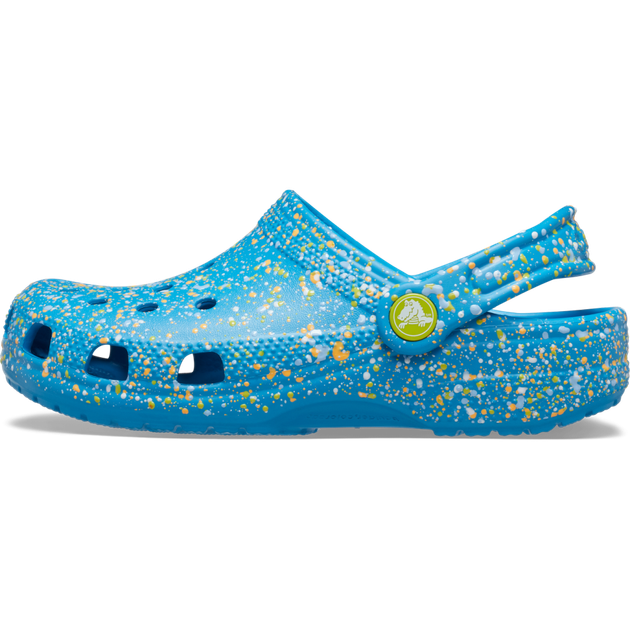 Дитячі крокси для дівчинки Crocs Kids Classic Splatter Paint Clog Marina/Multi (38-39, блакитні) - Фото 2 Дитячі крокси для дівчинки Crocs Kids Classic Splatter Paint Clog Marina/Multi (38-39, блакитні) - зображення 2
