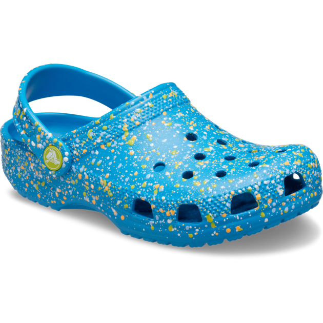 Дитячі крокси для дівчинки Crocs Kids Classic Splatter Paint Clog Marina/Multi (38-39, блакитні) - Фото 3 Дитячі крокси для дівчинки Crocs Kids Classic Splatter Paint Clog Marina/Multi (38-39, блакитні) - зображення 3