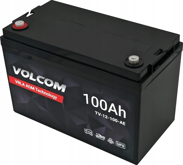 Акумулятор VOLCOM 12V 100Ah AGM TV-12-100-AE - Фото 3 Акумулятор VOLCOM 12V 100Ah AGM TV-12-100-AE - изображение 3