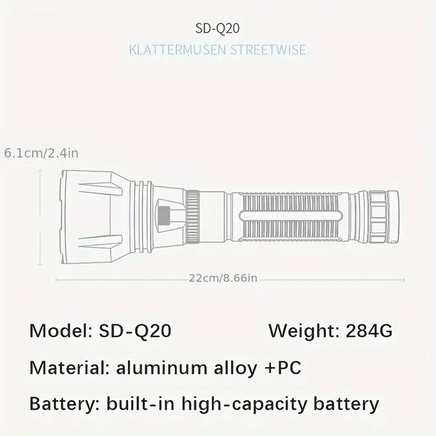 LED Ліхтарик SMILING SHARK M90 22 см для підводного плавання та охоти. - изображение 3