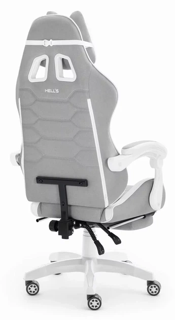 Геймерське крісло Hell's Chair HC-1039 2.0 Grey White тканина - изображение 4