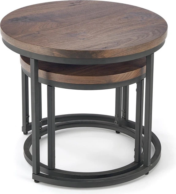 Набір столиків Halmar Oreo Горіховий / Чорний 2 шт (5905248126732) - зображення 3