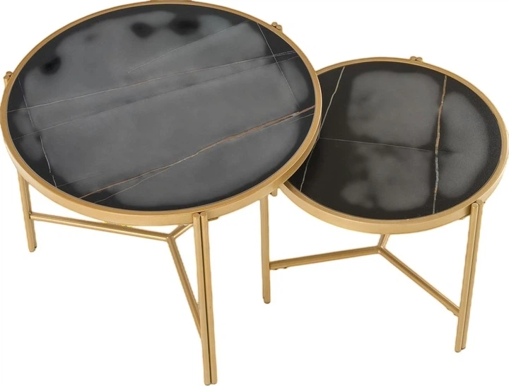 Набір столиків Halmar Fatima Чорний мармур / Золотий 2 шт (5905248129511) - зображення 3