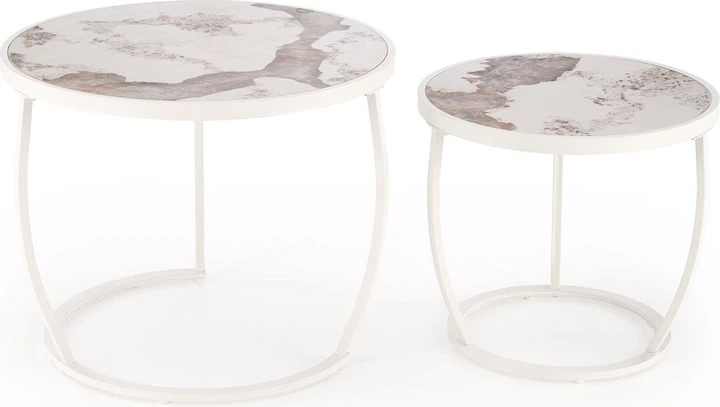 Набір столиків Halmar Ines Бежевий мармур / Білий 2 шт (5905248129566) - зображення 2