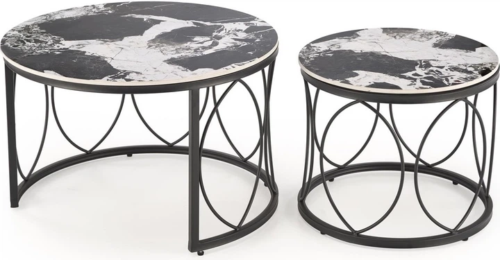 Набір столиків Halmar Alexandra Чорний мармур 2 шт (5905248129412) - зображення 2