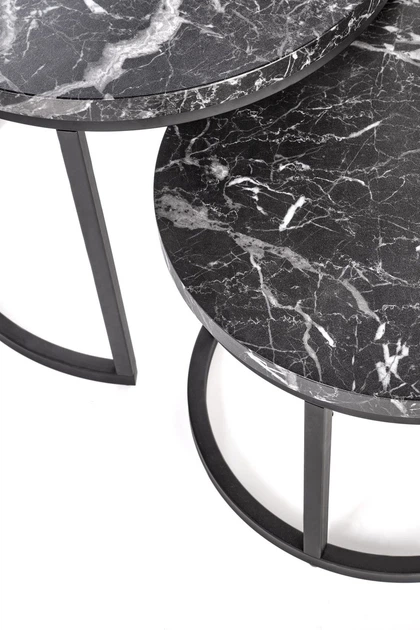 Набір столиків Halmar Oreo Чорний мармур 2 шт (5905248129641) - зображення 3