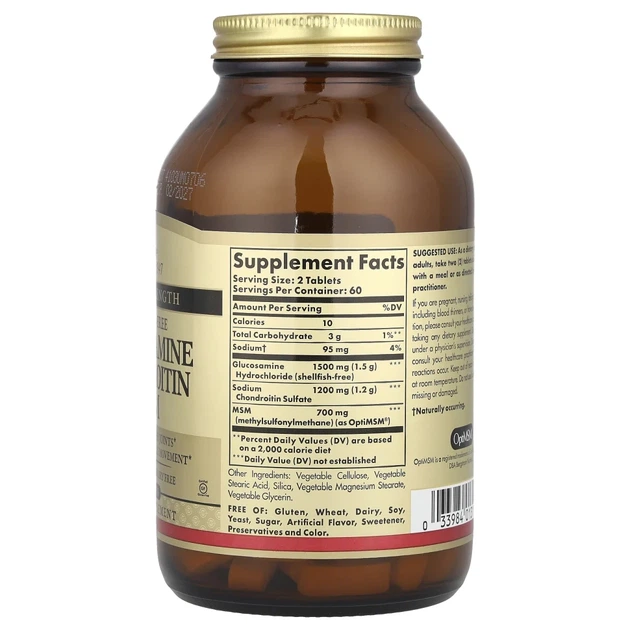 Глюкозамін хондроїтин і ЧСЧ потрійна дія Solgar (Glucosamine Chondroitin MSM) 120 таблеток (SOL-01319) - зображення 2