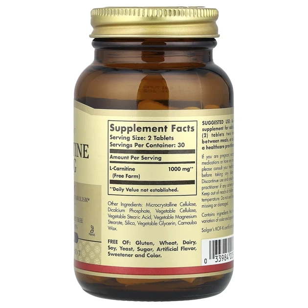 L-карнітин Solgar (L-Carnitine) 500 мг 60 таблеток (SOL-00571) - изображение 2