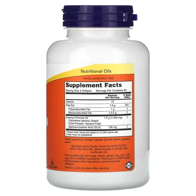 Олія примули вечірньої NOW Foods (Evening Primrose Oil) 500 мг 250 капсул (NOW-01752) - зображення 2