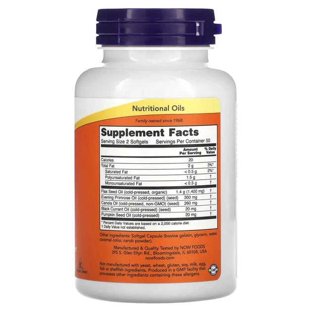 Омега 3-6-9 Now Foods (Omega 3-6-9) 1000 мг 100 капсул (NOW-01835) - изображение 2