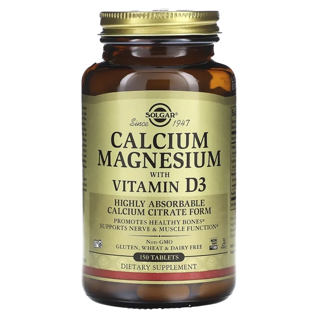 Кальцій та магній з вітаміном D3 Solgar (Calcium Magnesium with vitamin D3) 150 таблеток (SOL-00518) - Фото 1 Кальцій та магній з вітаміном D3 Solgar (Calcium Magnesium with vitamin D3) 150 таблеток (SOL-00518) - изображение 1