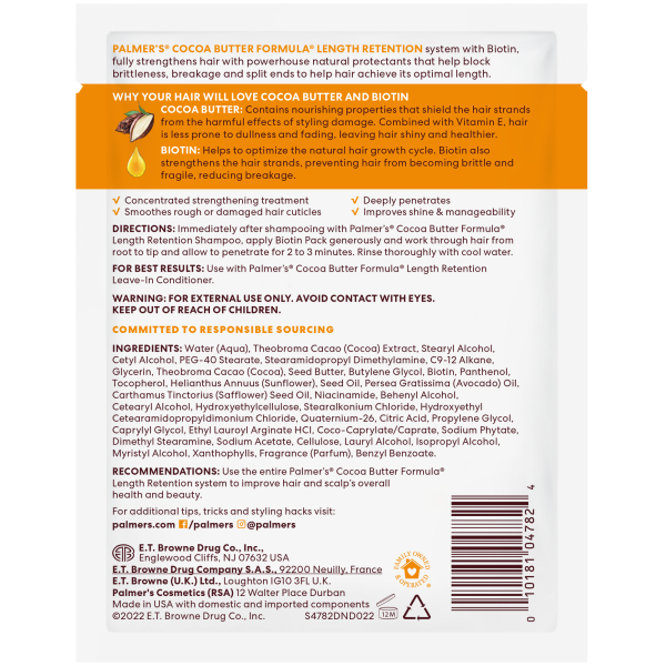 Palmer's Cocoa Butter Formula with vitamin E Пакет биотина для сохранения длины - изображение 2