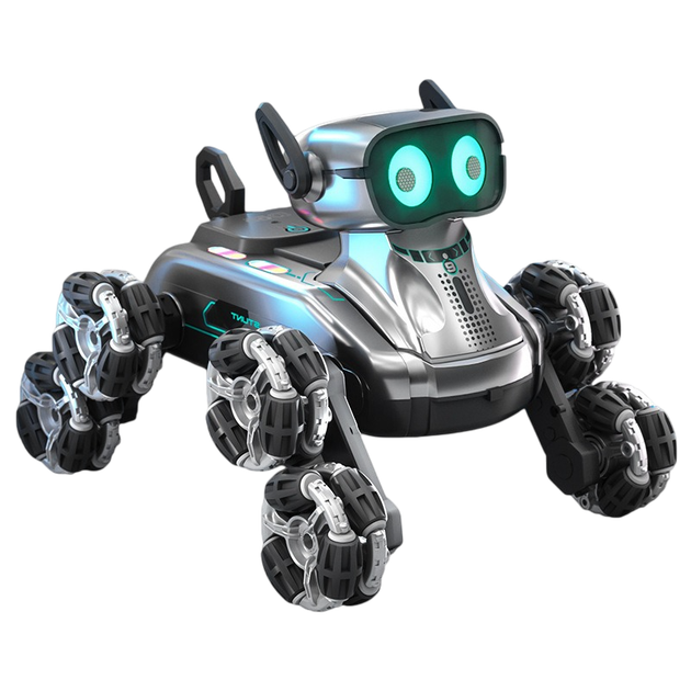 Робот собака на пульте управления Smart Robot Dog 26 см трюковая со звуковыми и световыми эффектами Серебристый - изображение 2