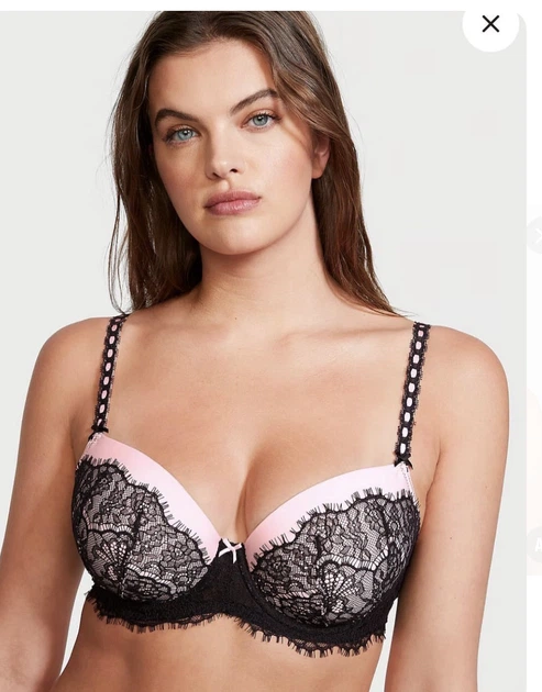 Бюстгальтер Victoria's Secret Dream Angels Lightly Lined Без Push-up Чорний з рожевим 34C - изображение 3