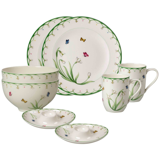 Набір столового посуду для сніданку Villeroy & Boch Colourful Spring з 8 предметів на 2 персони преміальна порцеляна - зображення 2