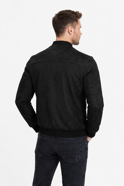 Куртка чоловіча бомбер замшева чорна (M-5XL) XXL - зображення 2
