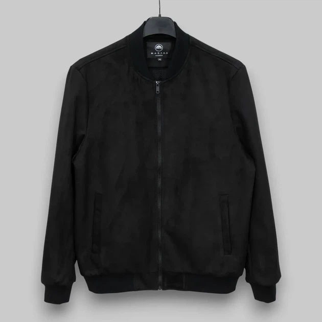 Куртка чоловіча бомбер замшева чорна (M-5XL) XXL - зображення 4
